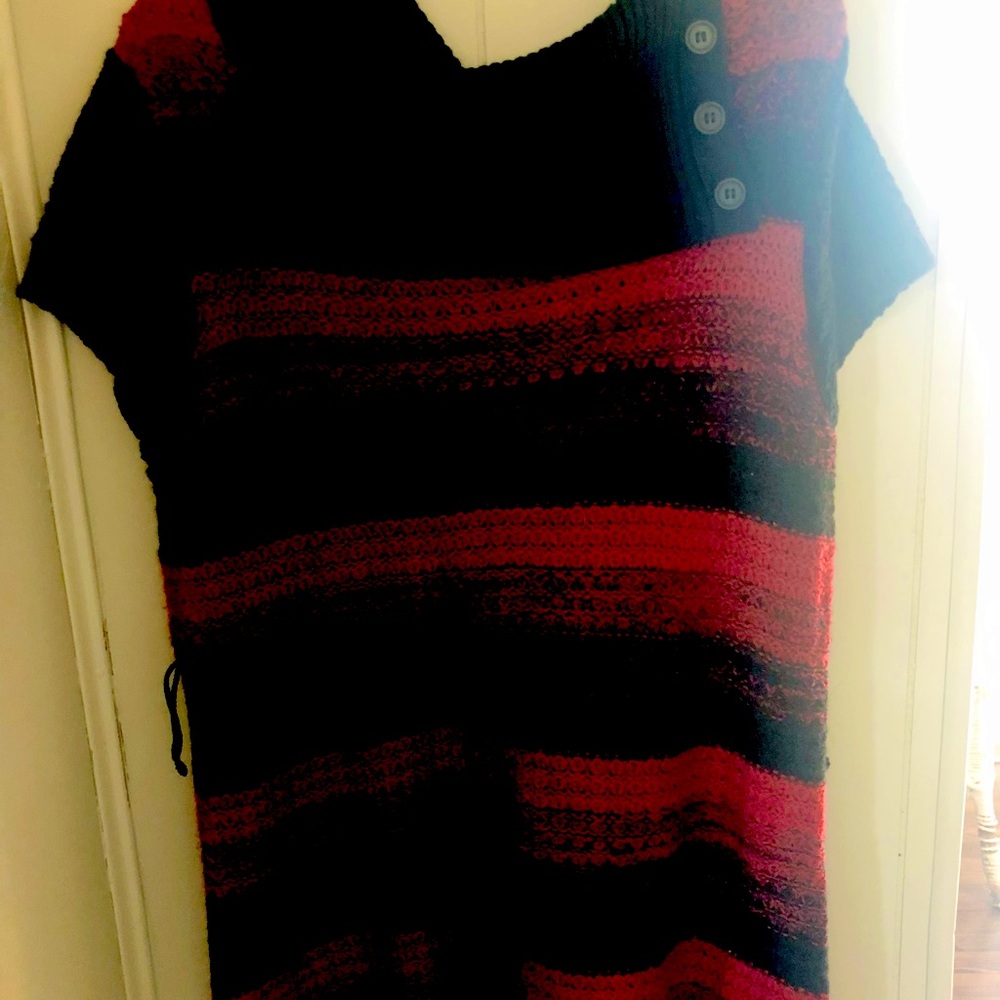 Red, black sweater dress